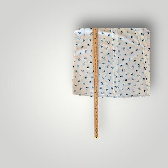 Kate Spade New York Womens White Blue Floral Tie Neck Ruffle Blouse Top Size M - Picture 4 of 6